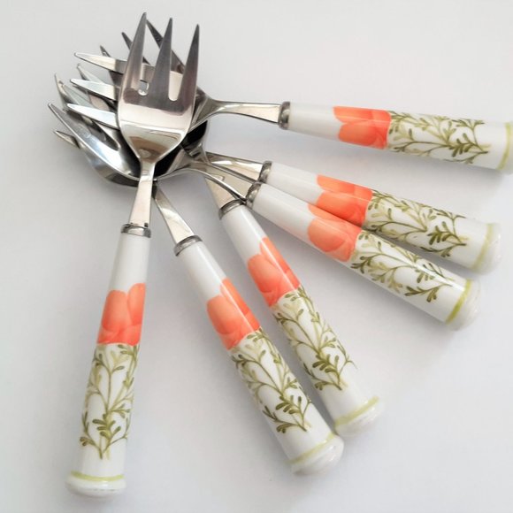 Noritake Forks Knieves Stainless Steel Porcelain Handle Flatware The Bright Side - Picture 5 of 14